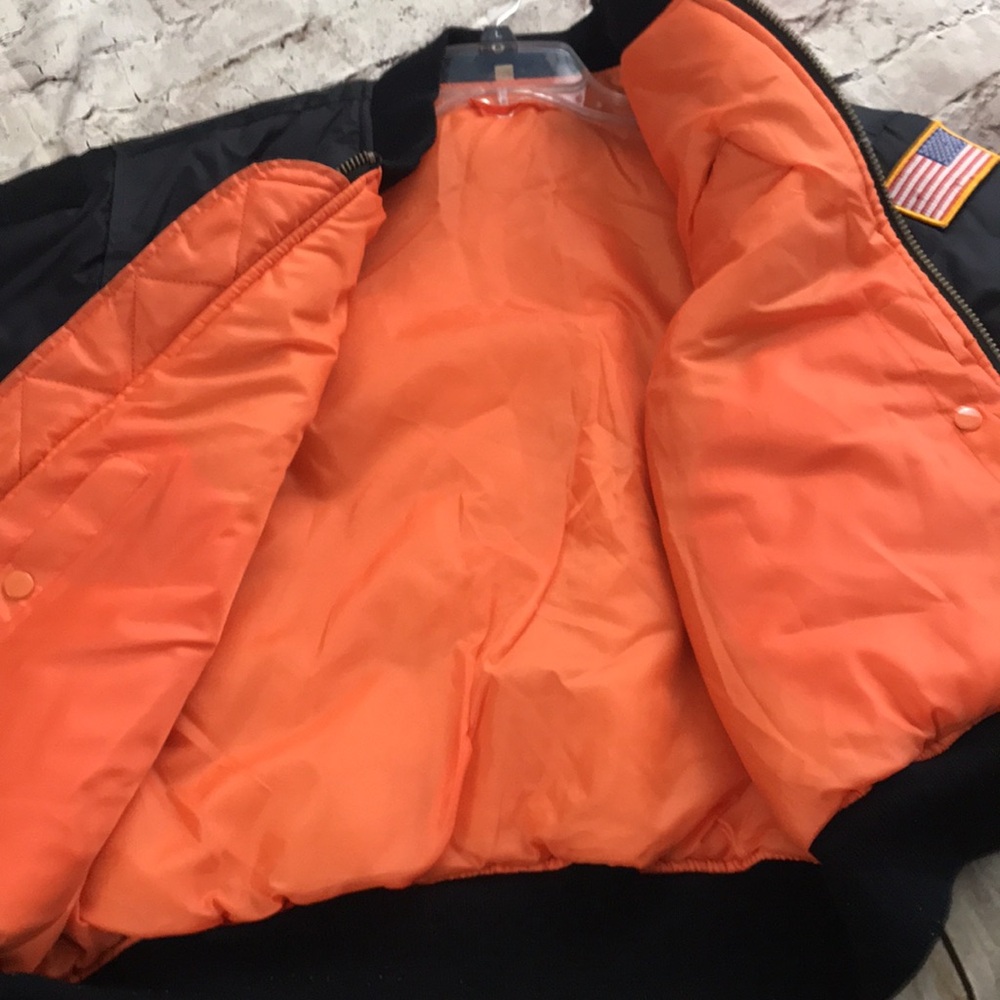 Ultra Force MA-1 Men’s Black/Orange Reversible Bomber Flyer Jacket Medium - Picture 7 of 9